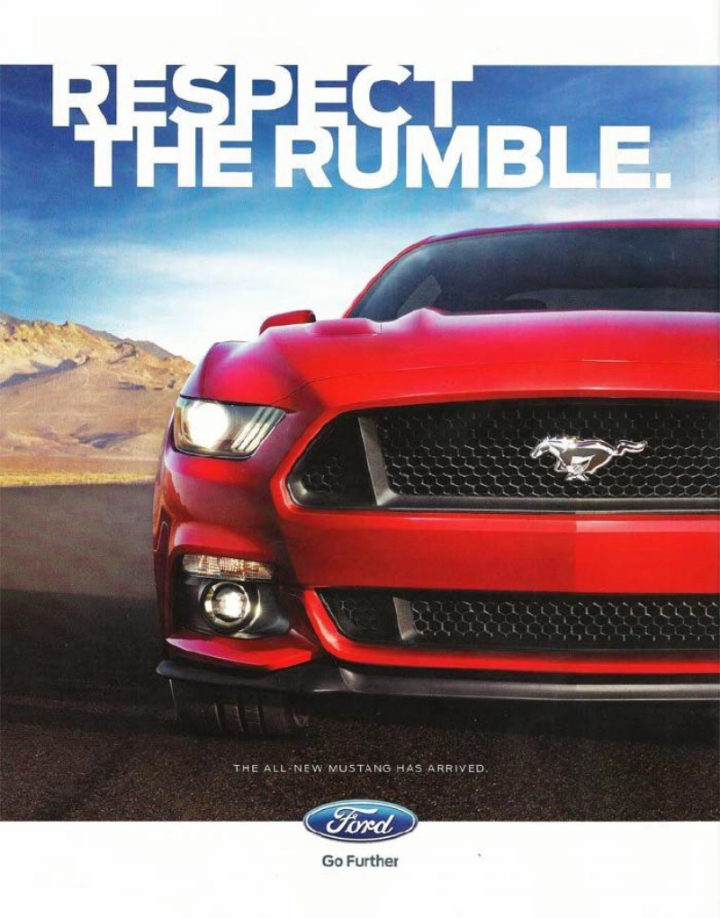 Ford Mustang vintage auto ad; Respect the rumble